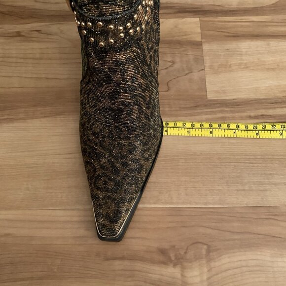 Jessica Simpson Animal Print Fabric Kenzin Tall Boots Size 10M Embellished - Picture 14 of 15